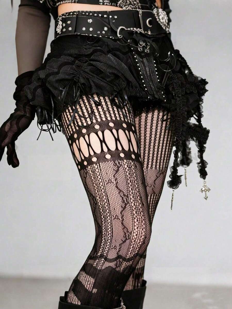 1pc Asymmetric Hollow Fishnet  - Tights Pantyhose Sheer บทวิจารณ์และราคา