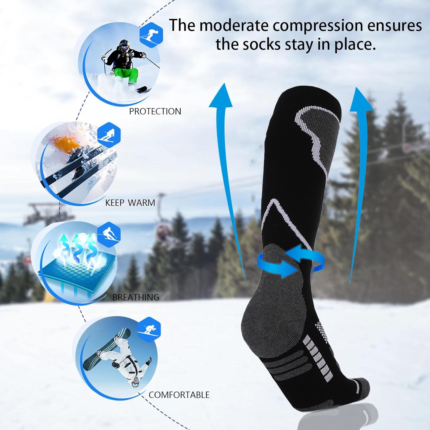 2 Pairs Ski Socks, Cold Weathe - Thermal Sock Winter บทวิจารณ์และราคา