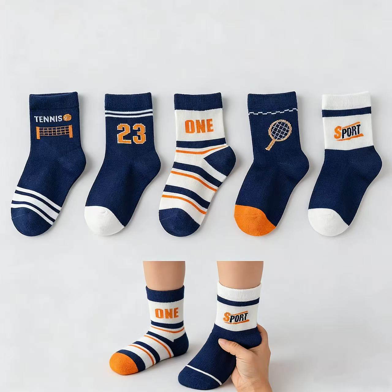 Children's Socks 5-Pack – Boys - Cotton Crew Sock Pack บทวิจารณ์และราคา