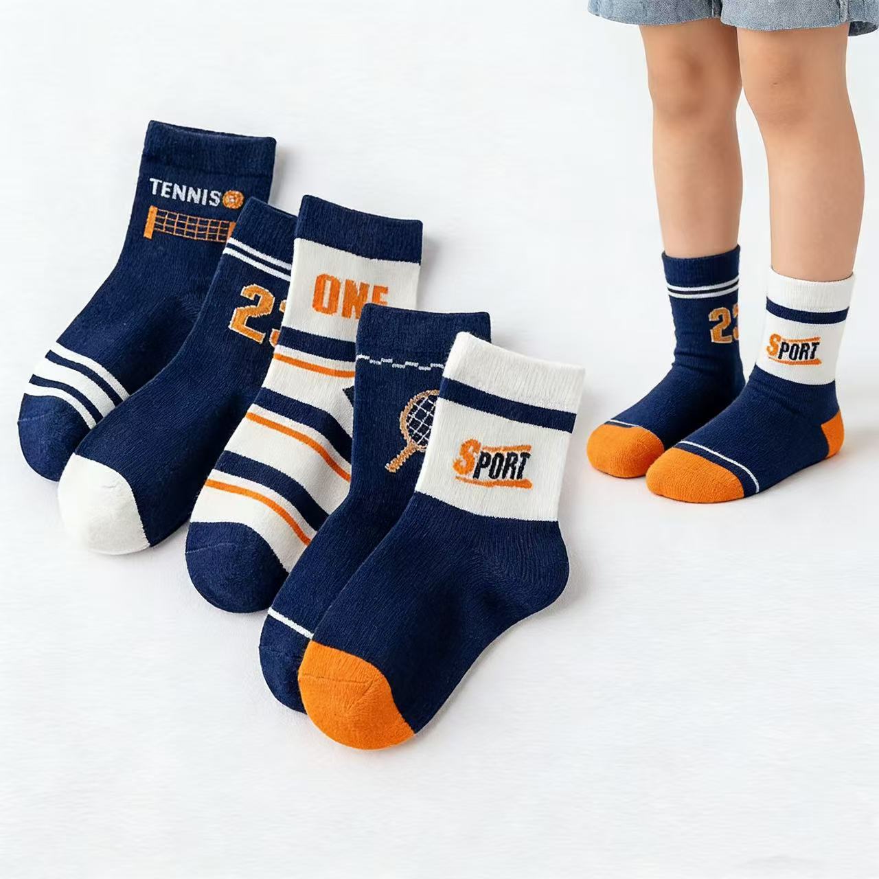 Children's Socks 5-Pack – Boys - Cotton Crew Sock Pack บทวิจารณ์และราคา