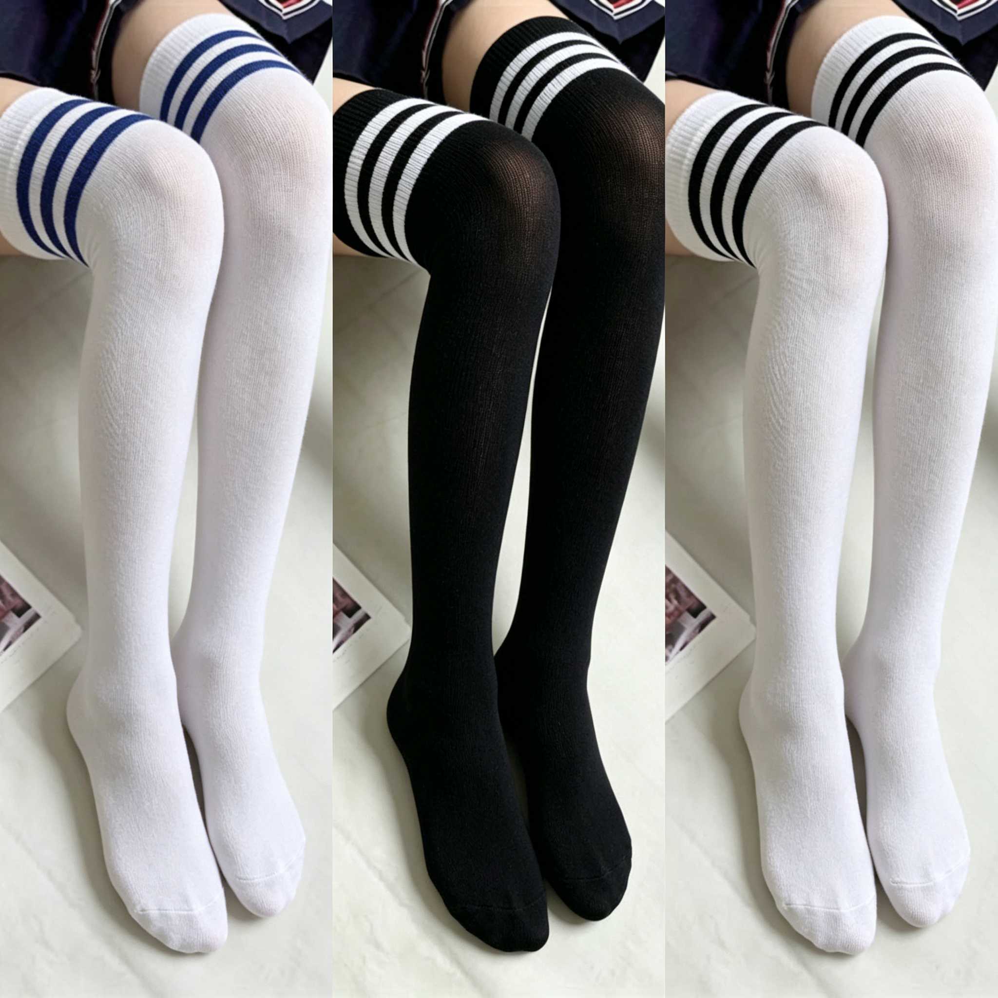 New Student Style Black and Wh - Knee High Sock Women บทวิจารณ์และราคา