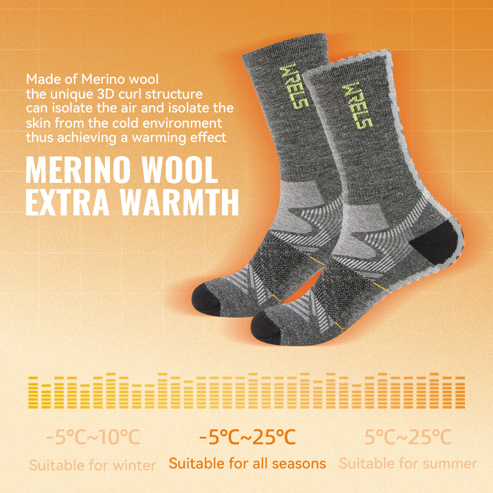 WRELS 1/2/3 Pairs Merino Wool  - Wool Hiking Sock บทวิจารณ์และราคา
