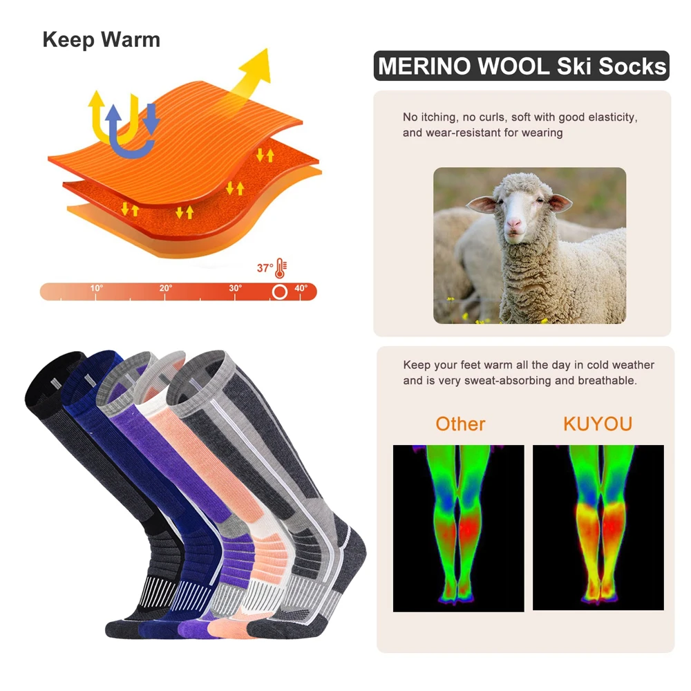1 Pair Merino Wool Thermal Soc - Wool Hiking Sock บทวิจารณ์และราคา