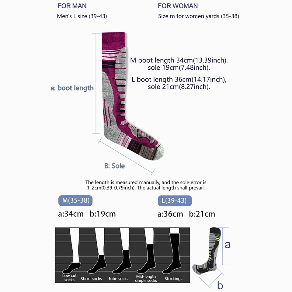 GTUBIKE Merino Wool Ski Socks, - Thermal Sock Winter บทวิจารณ์และราคา