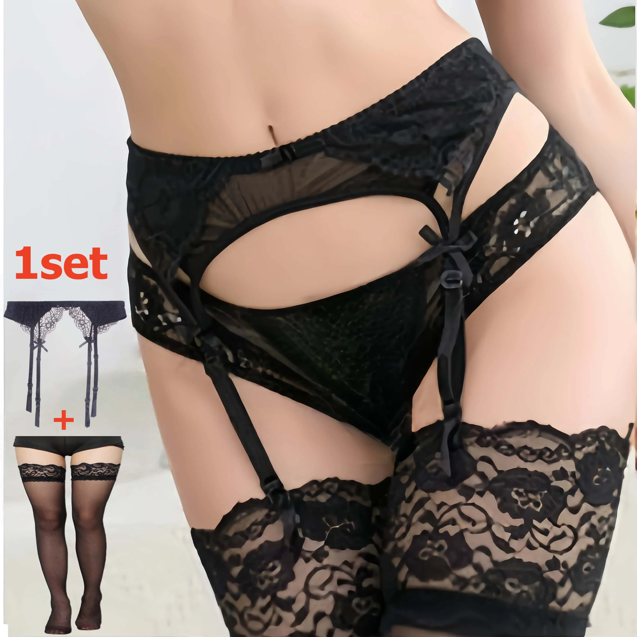 2PCS Women's Suspender Lace St - Tights Pantyhose Sheer บทวิจารณ์และราคา