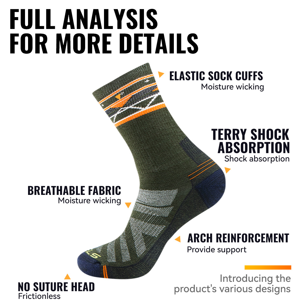 WRELS 1/2/3 Pairs Merino Wool  - Wool Hiking Sock บทวิจารณ์และราคา